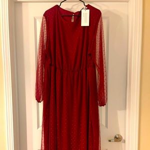 Bloom Chic Burgundy Long Sleeve Dress